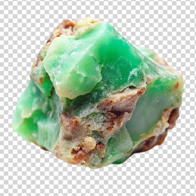 PSD rough chrysoprase gemstone isolated on transparent backgrounda