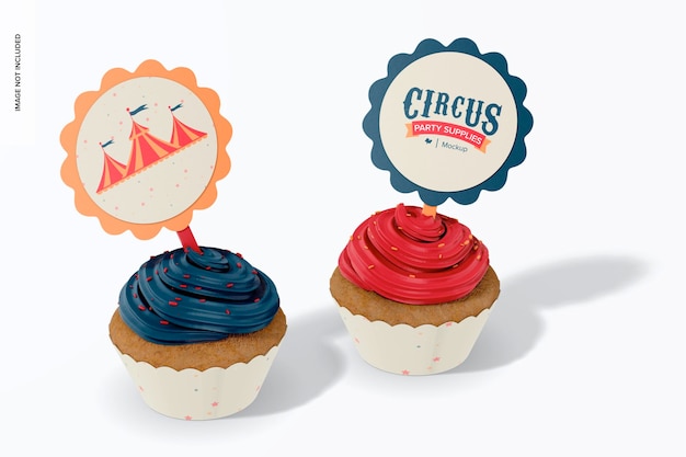 Round Cupcake Topper Mockup Perspective