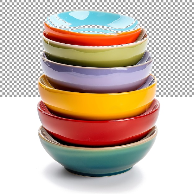 PSD round dishes for serving soups cereals and salads on transparent background