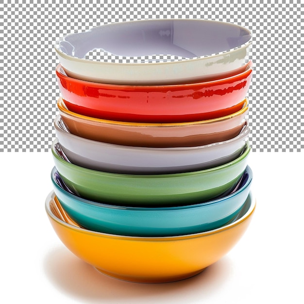 PSD round dishes for serving soups cereals and salads on transparent background