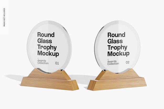 Round Glass Trophies Mockup, Right and Left View