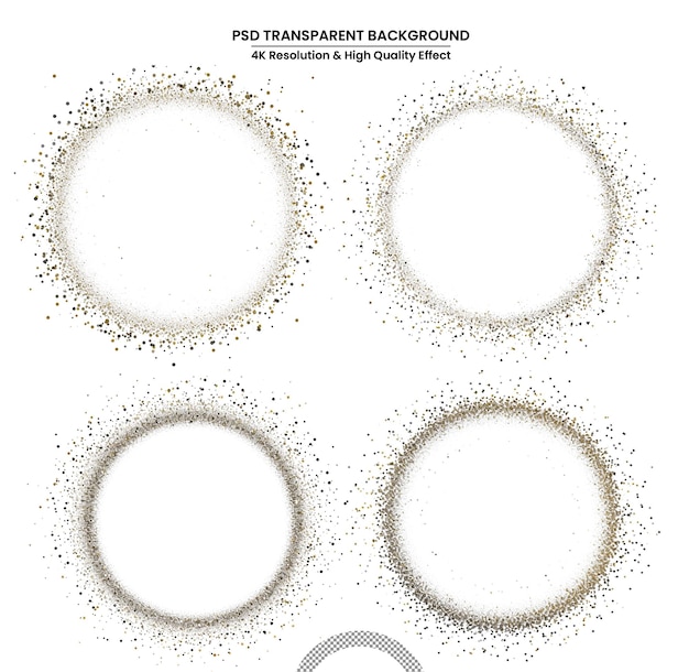 Round gold frame or border of random scatter Point Design element for festive banner