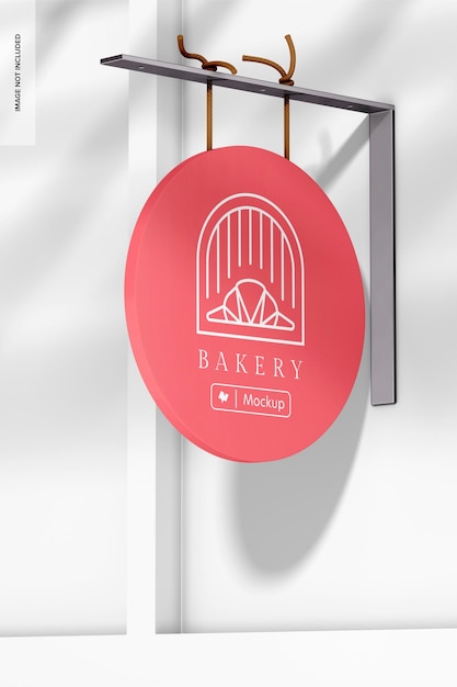 Round Hanging Signage Mockup, Perspective