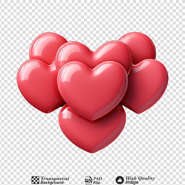 round heart buttons isolated on transparent background