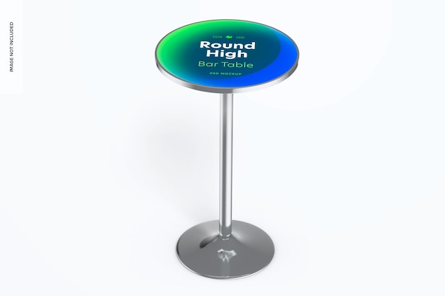 Round High Bar Table Mockup, Front View