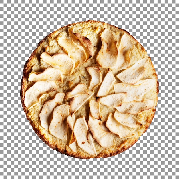 Round homemade apple pie with transparent background