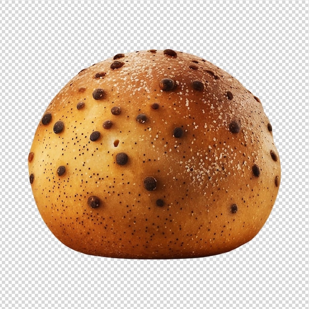 A round loaf of bread with a brown speckled pattern.