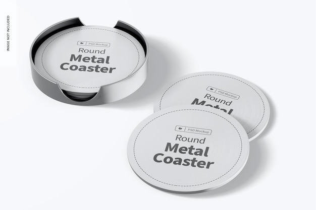 Round Metal Coaster Mockup, Perspective