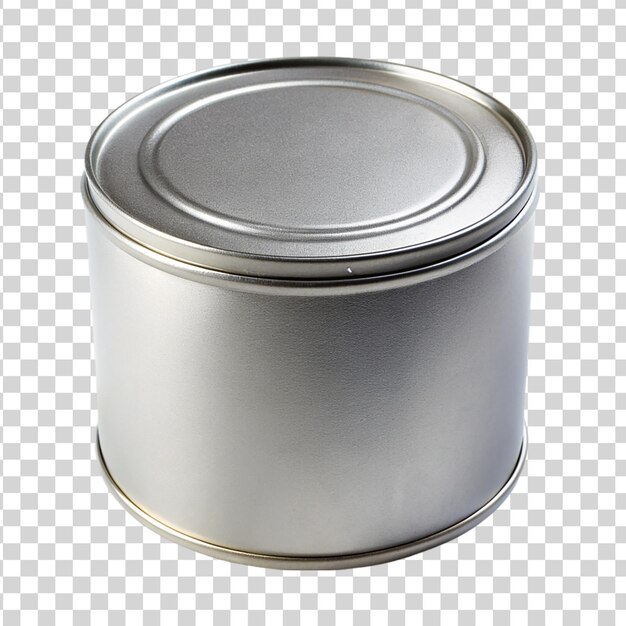 Round metal tin can isolated on transparent background