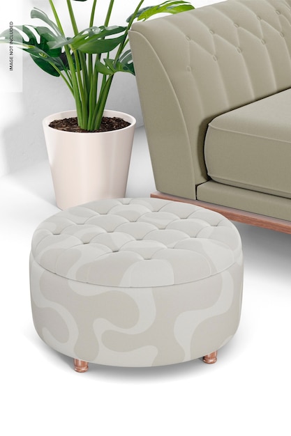 Round Ottoman Mockup, Perspective