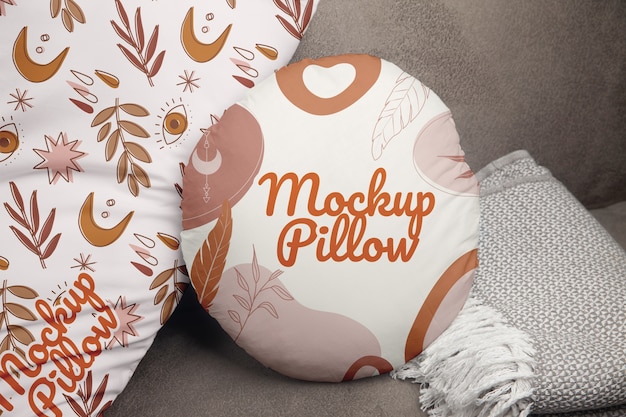 Round pillow mockup design