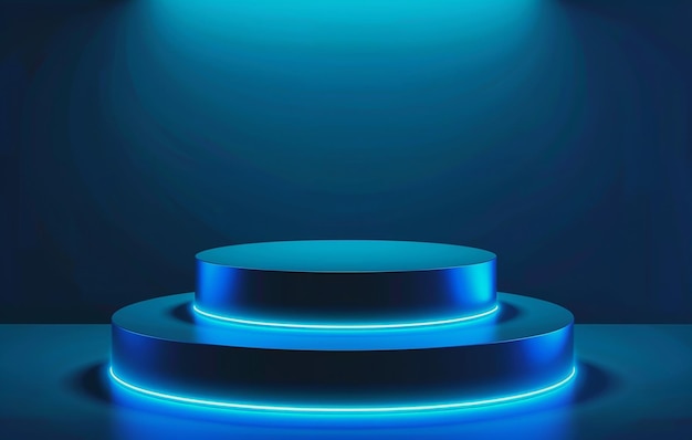 a round platform with a blue light on it