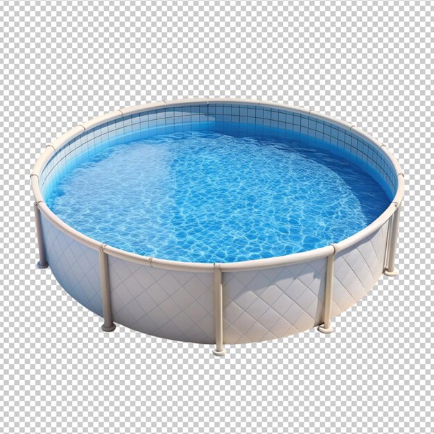 PSD a round pool with a blue water pool and a white railing