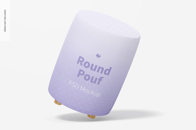 Round Pouf Mockup, Leaned