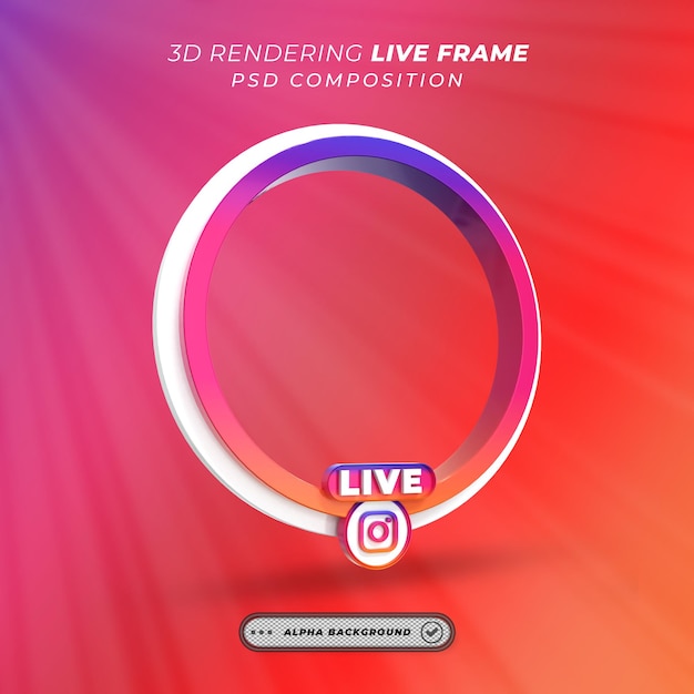 Round profile 3d frame for Instagram live streaming on social media