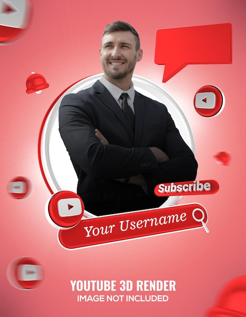 Round profile 3d frame for youtube on social media