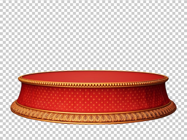 Round Red And Gold Elegant Podium Pedestal For Product Advertising Isolated on Transparent Backgroun