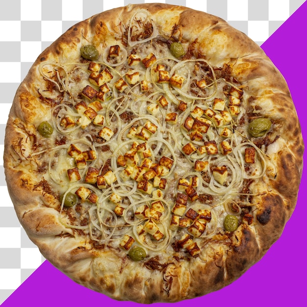 Round royal pizza on transparent background