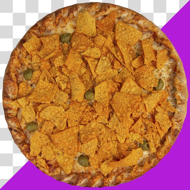 Round royal pizza on transparent background