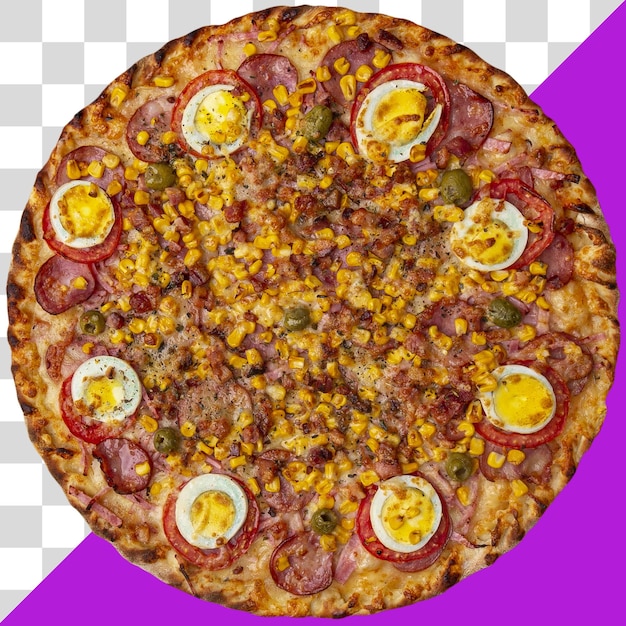 Round royal pizza on transparent background