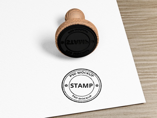 PSD round rubber stamp logo mockup