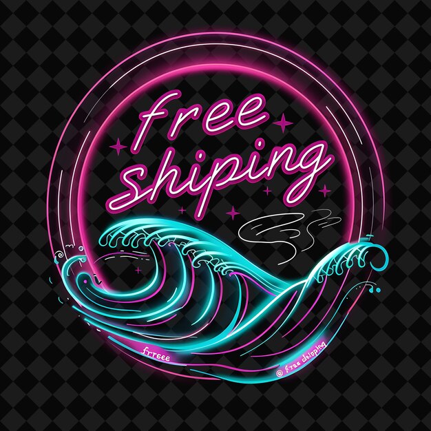 PSD a round sign that says free shipping is on a black background