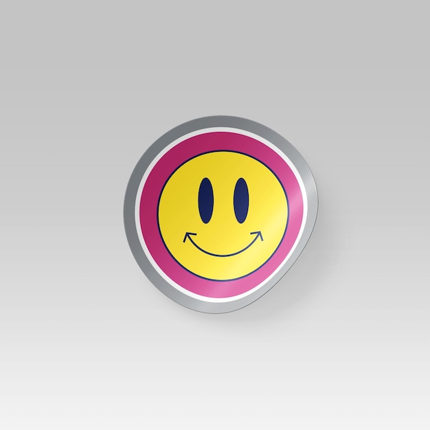 a round sign with a yellow smiley face on it Sticker Logo Mockup