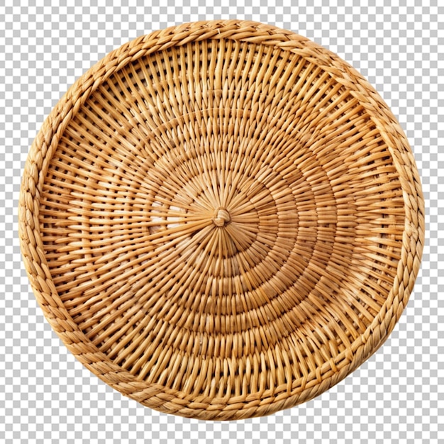 Round straw mat isolated on transparent background