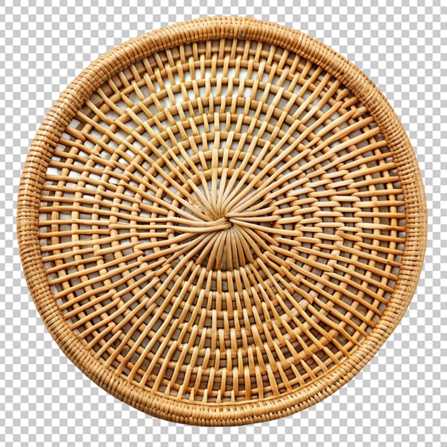 Round straw mat isolated on transparent background