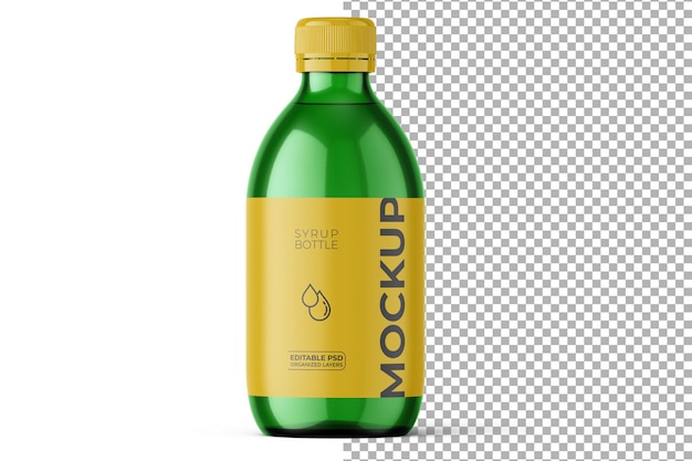 A Round Syrup Green Bottle Mockup