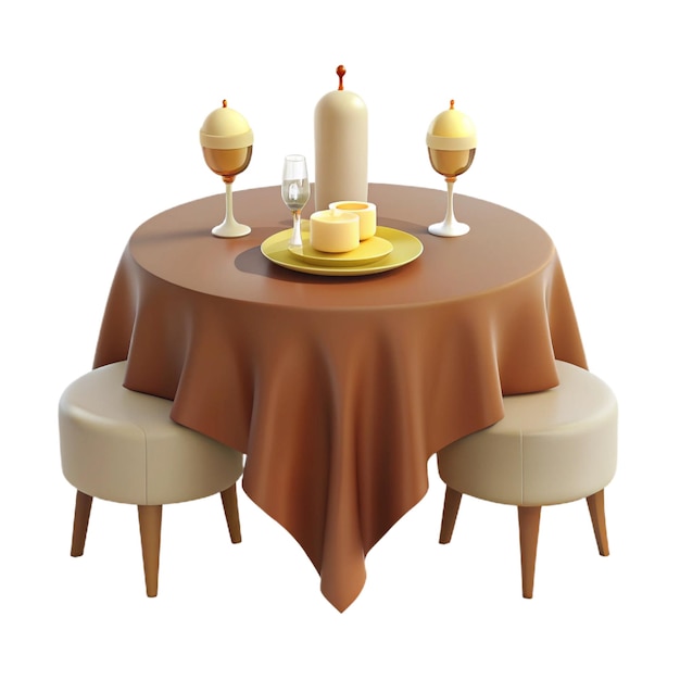 a round table with a round table and a round table with a candle on it