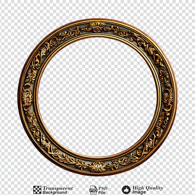 round vintage picture frame isolated on transparent background