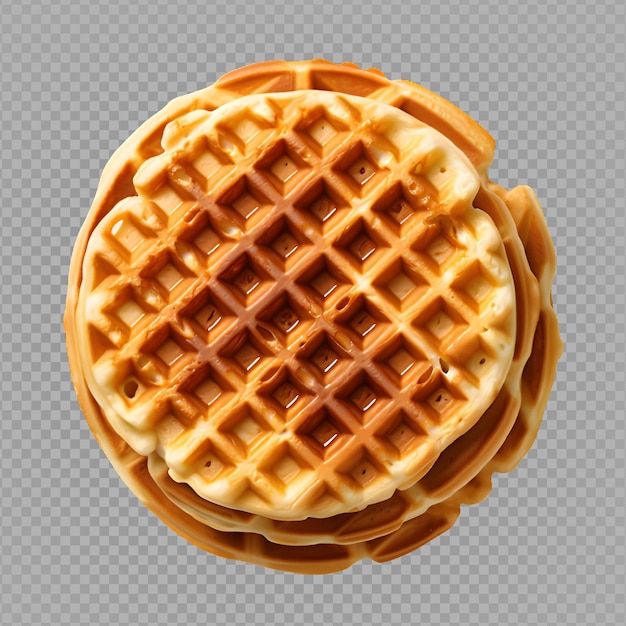 round waffle cut out isolated on transparent background png top view generative ai