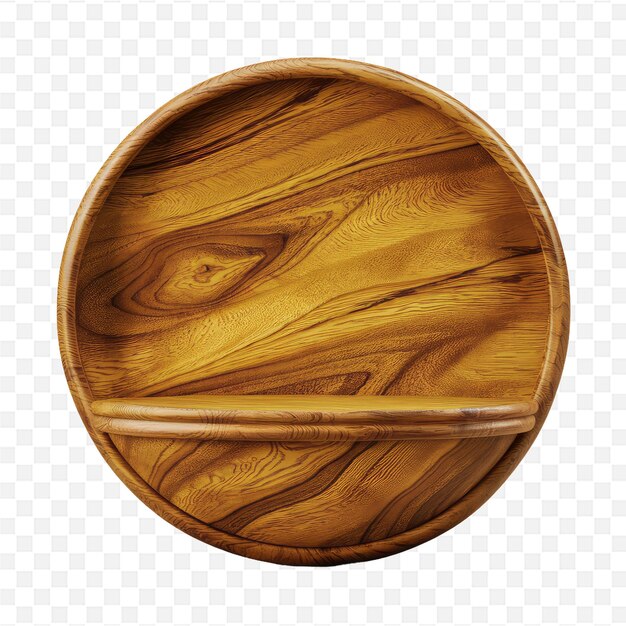 a round wooden circle with a wooden frame on a white background