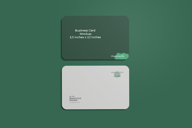 Rounded Business Card Mockup Top View