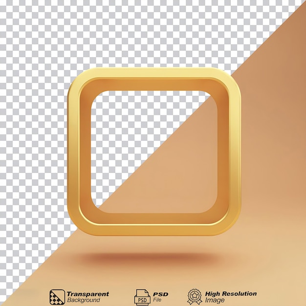 PSD rounded corner box frame icon gold isolated on transparent background