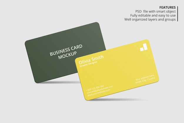 Rounded corner business card mockup design