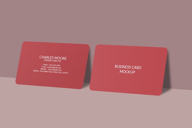 Rounded corner business card mockup isolated