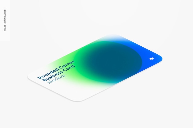 Rounded Corner Business Card Mockup, Isometric Left View