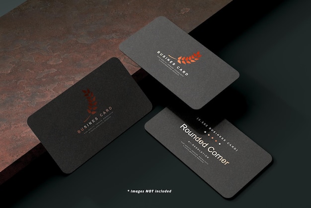 Rounded Corner Business Card Mockup Scene