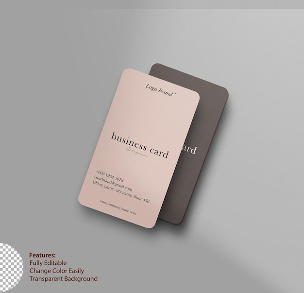 PSD rounded corner business card mockup vertical