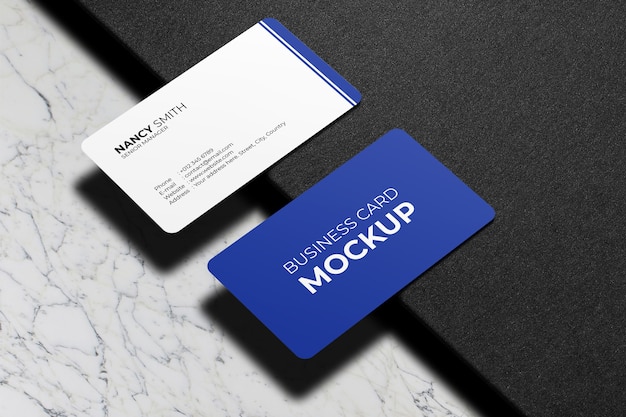 Rounded corner business cards mockup