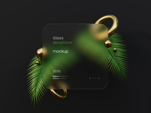 Rounded corner interface presentation mockup with glass morphism