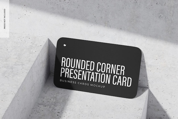 Rounded Corner Presentation Card with Concrete Background Mockup, Leaned