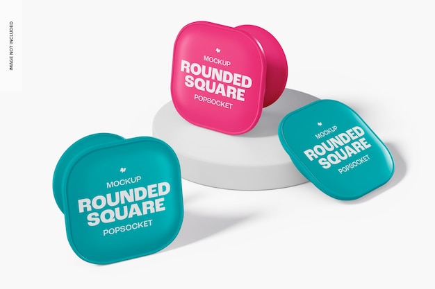 Rounded Edge Square Popsocket Set Mockup