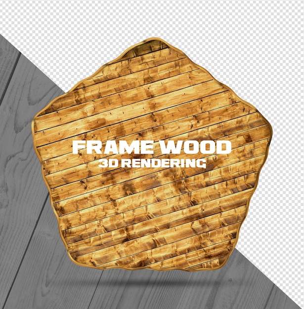 Rounded frame with lights and wood in realistic 3d render