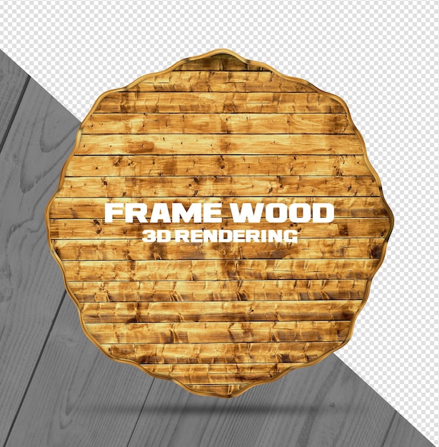 Rounded frame with lights and wood in realistic 3d render