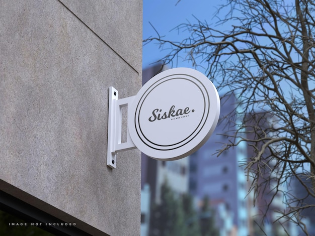 Rounded sign board logo mockup