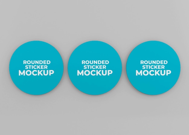 Rounded sticker mockup design in 3d rendering isolated