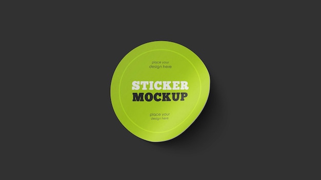 Rounded sticker mockup psd template